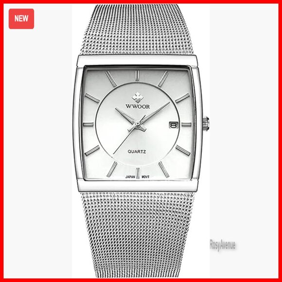 Men's Stainless Steel Mesh Band Quartz Dress Watch Luminous Water Resistant